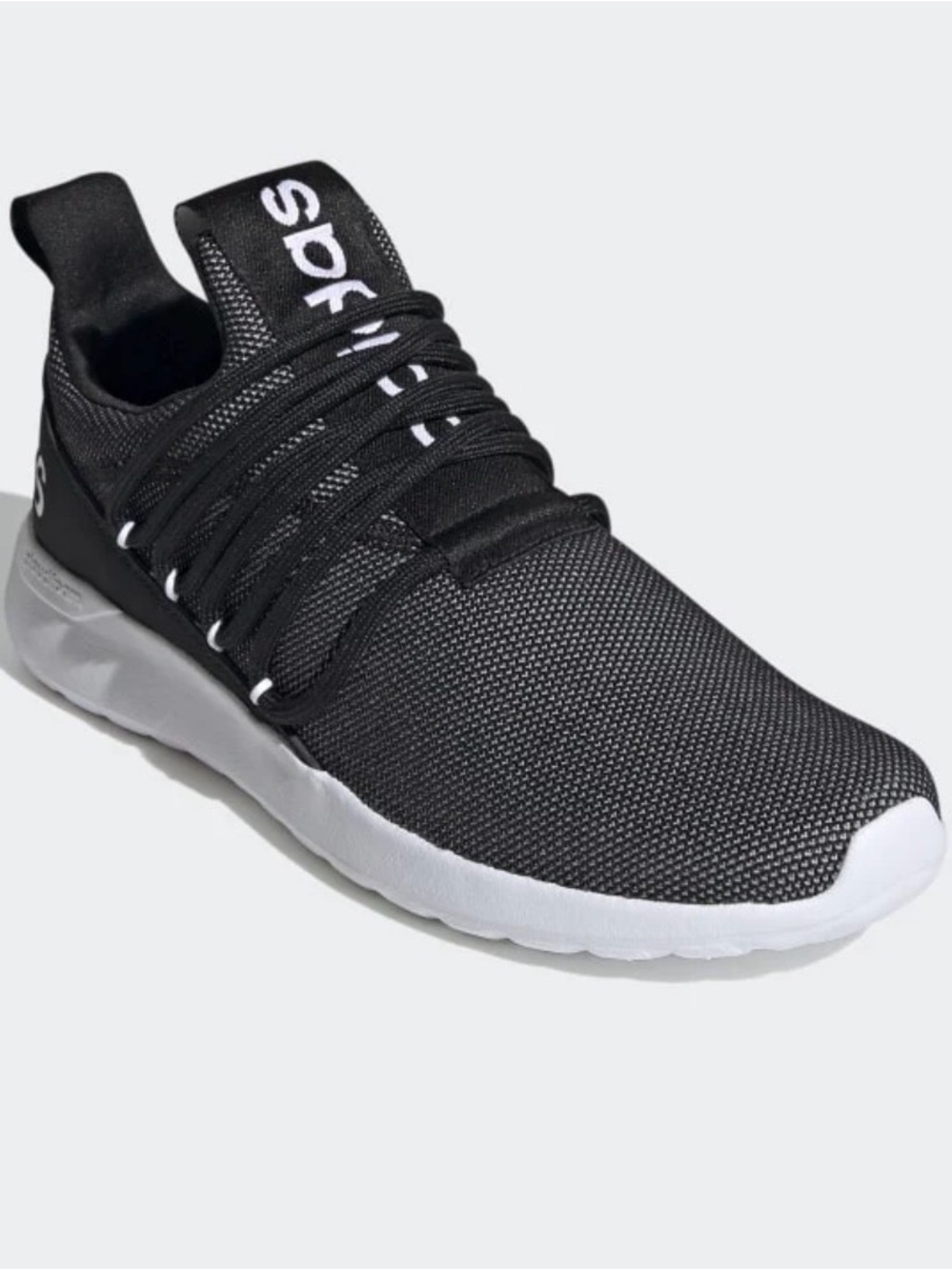 Kids’ Adidas Lite Racer Adapt 7/ Black Athletic Sneaker with White Sole Sz 1